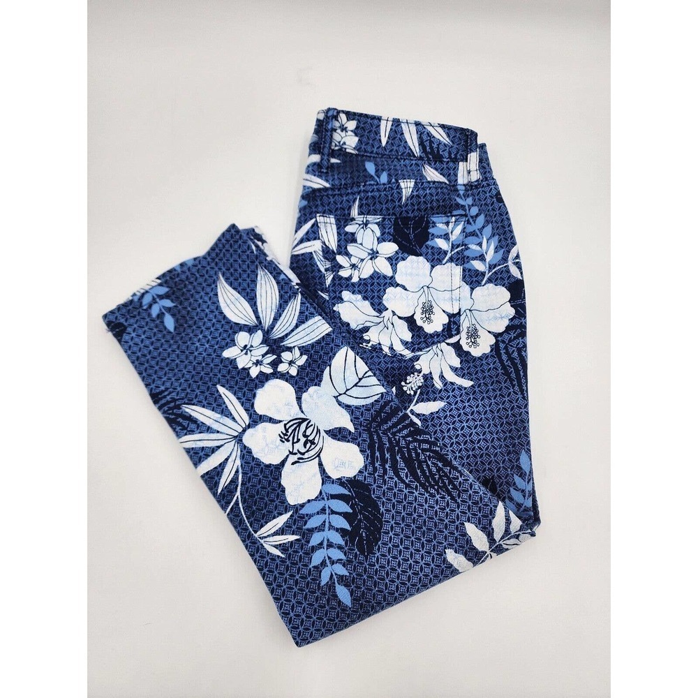 Tommy Bahama Basta Blossoms Crop Pants Denim Island Navy Women Size 28 - Picture 4 of 12